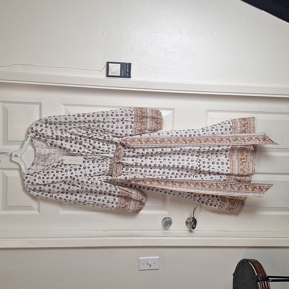 Cleobella White and Brown Midi Dress - Picture 12 of 15